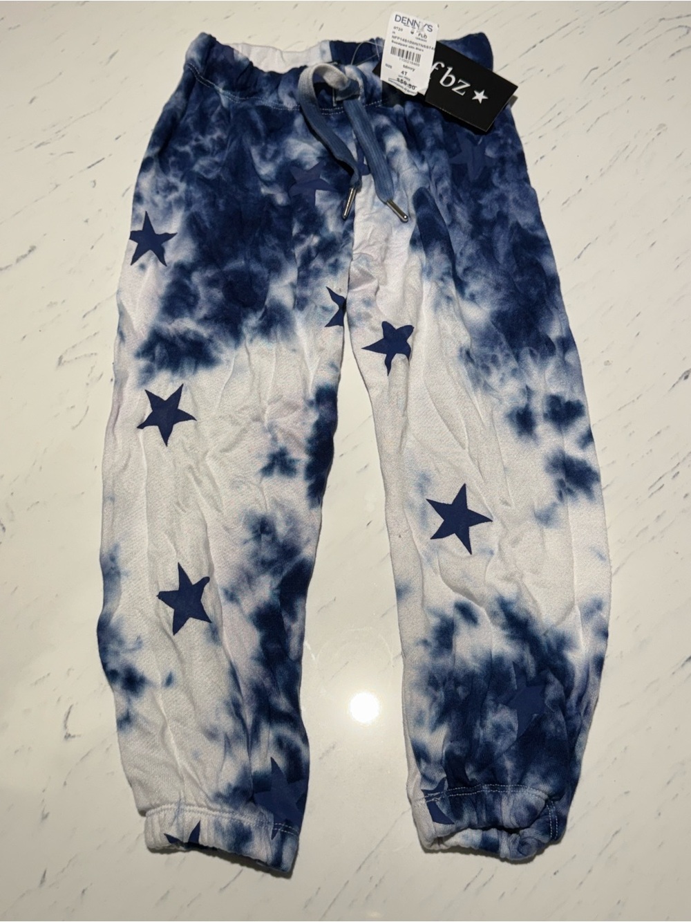 Flowers by Zoe Girls Navy & White Tie-Dye Star Jogger Pants 4T NWT